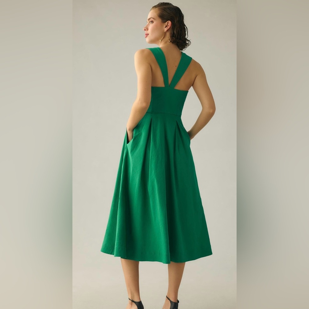 Maeve Green Button-Front Midi Dress - Picture 5 of 9
